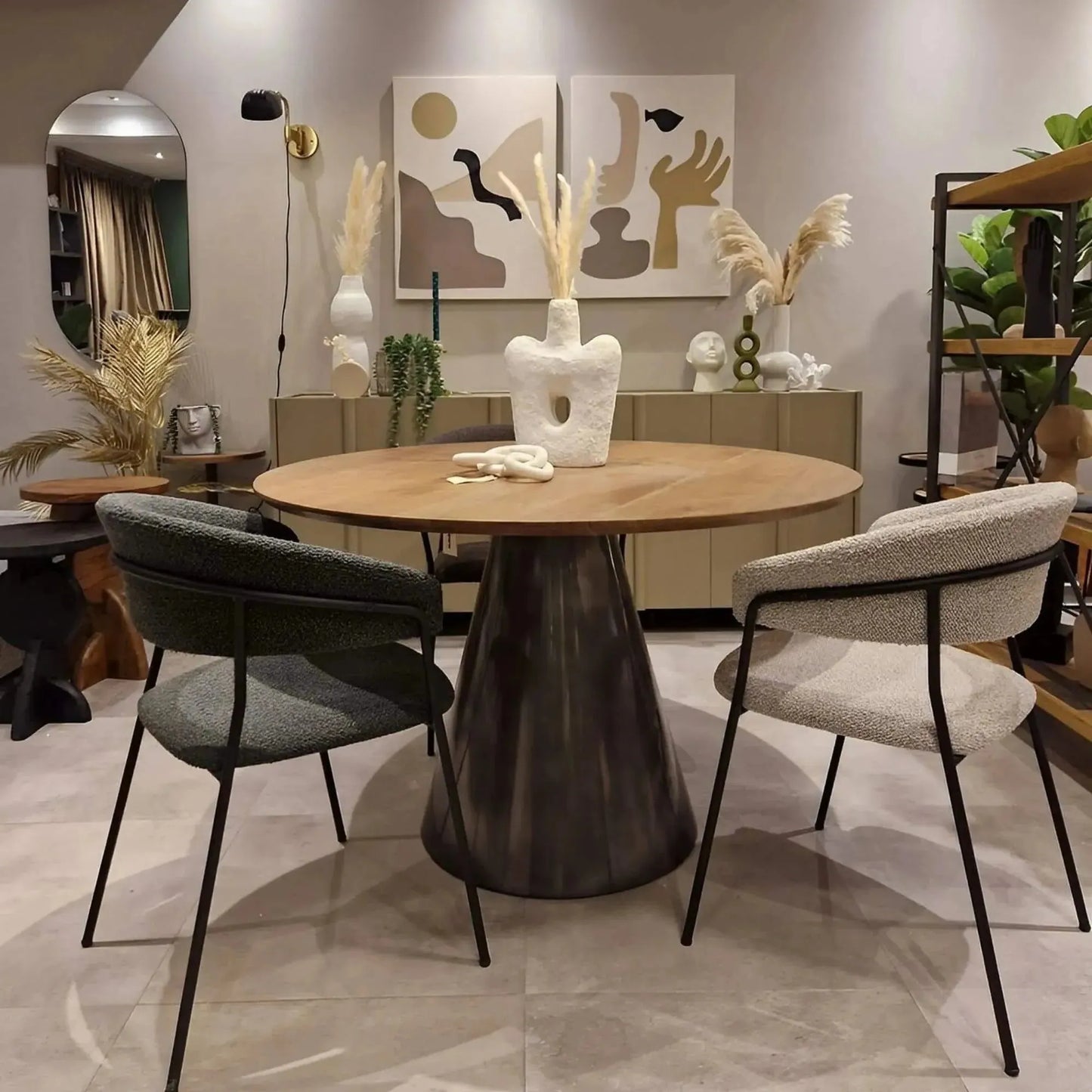 Chaise Bouclette Gris Élégante et Confortable-Atelier Travertin