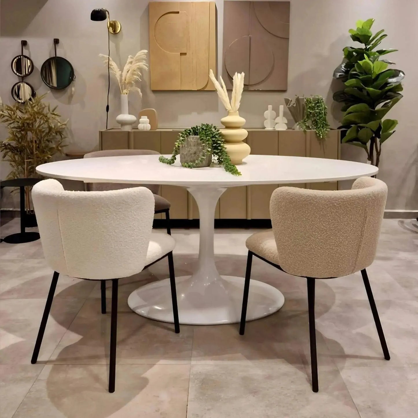 Chaise Lana Écru – Élégance Bouclette-Atelier Travertin