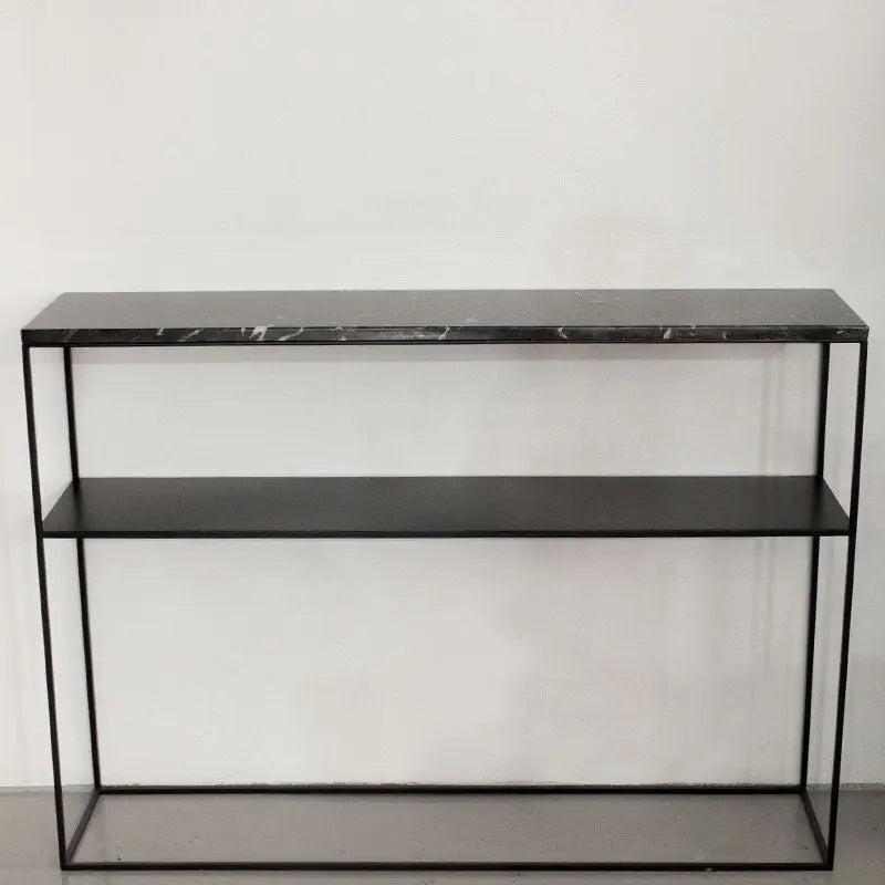 Console Luxe Marbre Noir & Métal Noir-Atelier Travertin