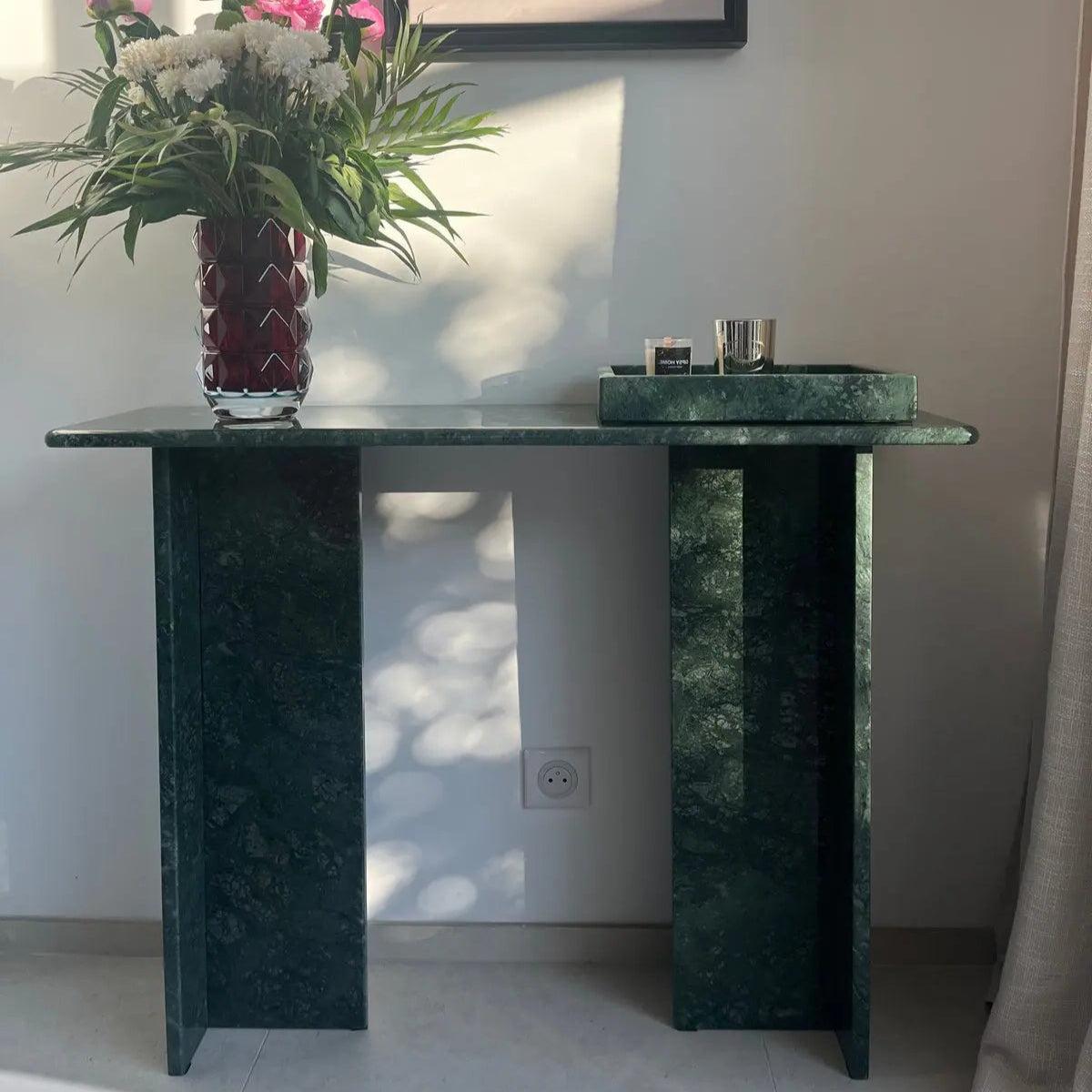 Console Luxe en Marbre Vert Guatemala-Atelier Travertin
