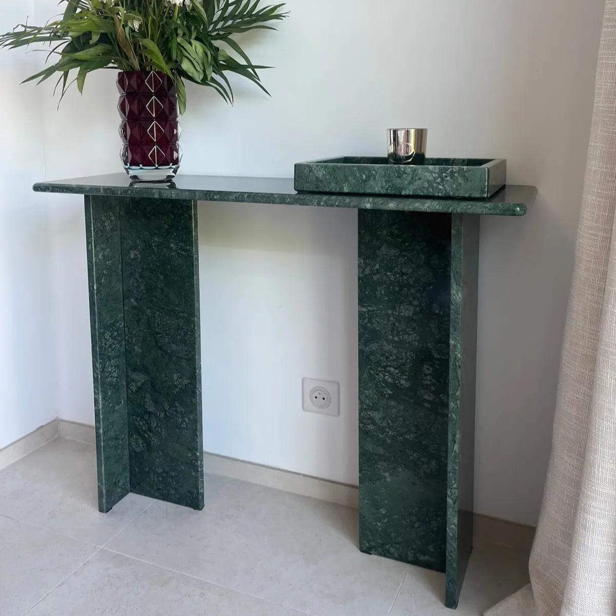 Console Luxe en Marbre Vert Guatemala-Atelier Travertin