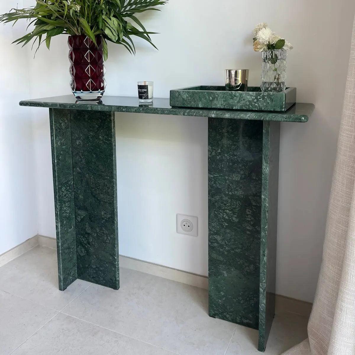 Console Luxe en Marbre Vert Guatemala-Atelier Travertin
