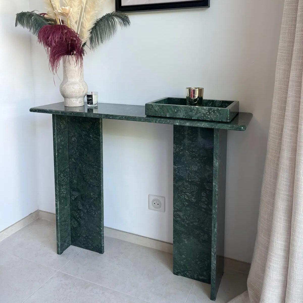 Console Luxe en Marbre Vert Guatemala-Atelier Travertin