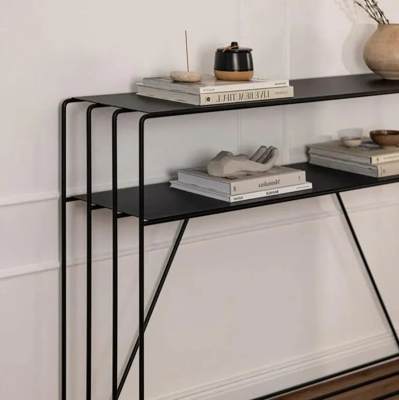 Console Minimaliste en Métal (Noir, Blanc, Beige)-Atelier Travertin