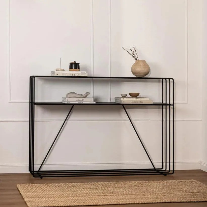 Console Minimaliste en Métal (Noir, Blanc, Beige)-Atelier Travertin