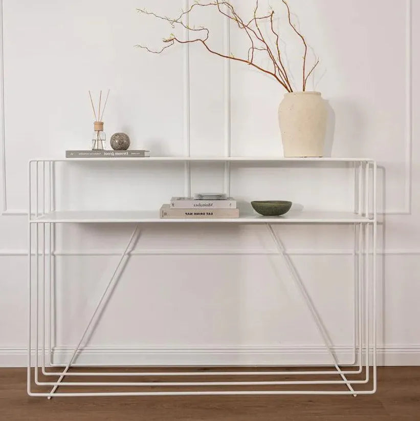 Console Minimaliste en Métal (Noir, Blanc, Beige)-Atelier Travertin
