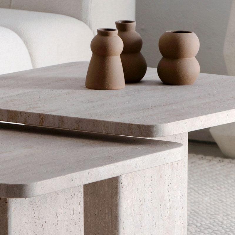 Duo Chic de Tables en Travertin Naturel-Atelier Travertin