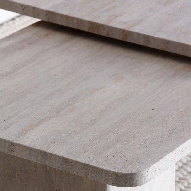 Duo Chic de Tables en Travertin Naturel-Atelier Travertin