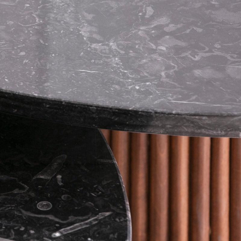 Duo de Tables Basses Élégantes en Marbre Noir-Atelier Travertin