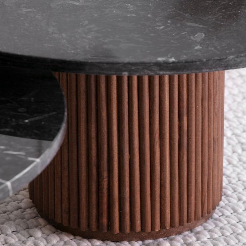 Duo de Tables Basses Élégantes en Marbre Noir-Atelier Travertin