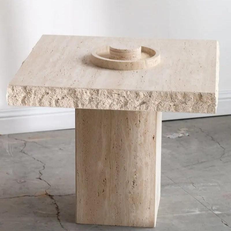 Élégance Carrée: Table en Travertin-Atelier Travertin