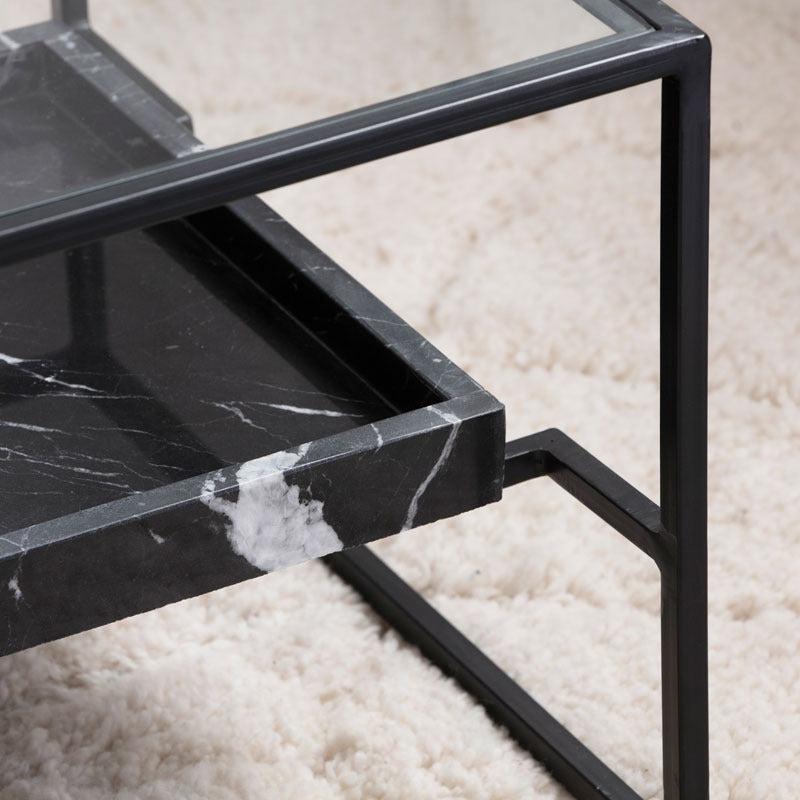 Élégance Moderne: Table Verre & Marbre-Atelier Travertin