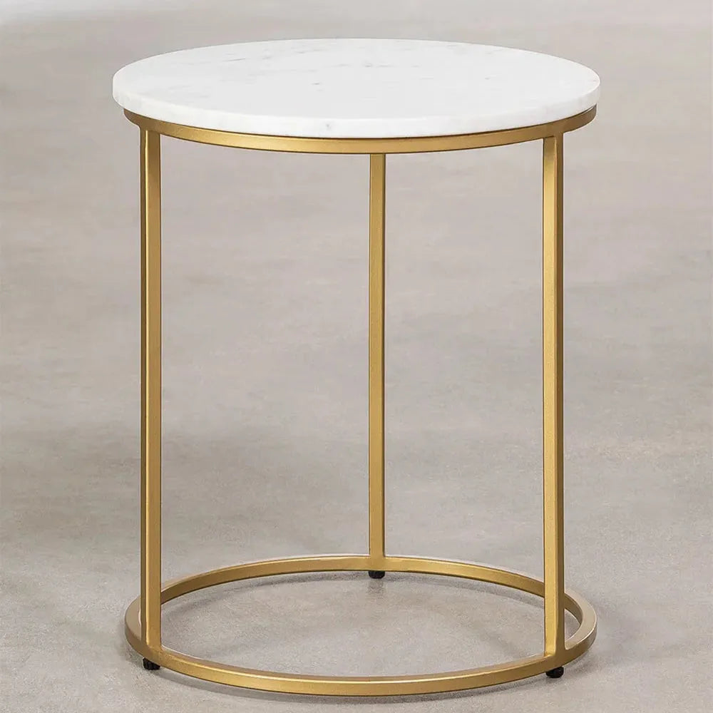 Élégance en Marbre et Or - Table Oris 40 cm-Atelier Travertin