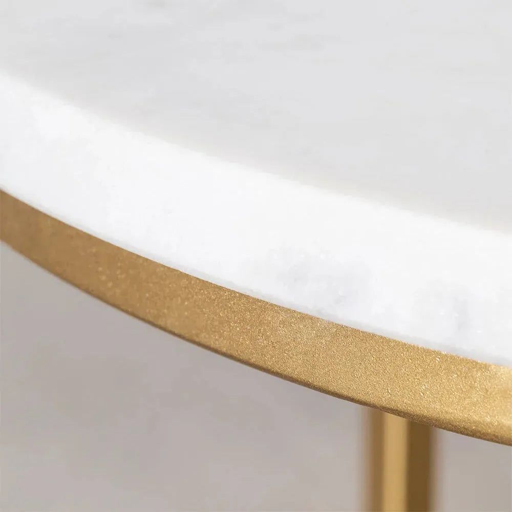 Élégance en Marbre et Or - Table Oris 40 cm-Atelier Travertin