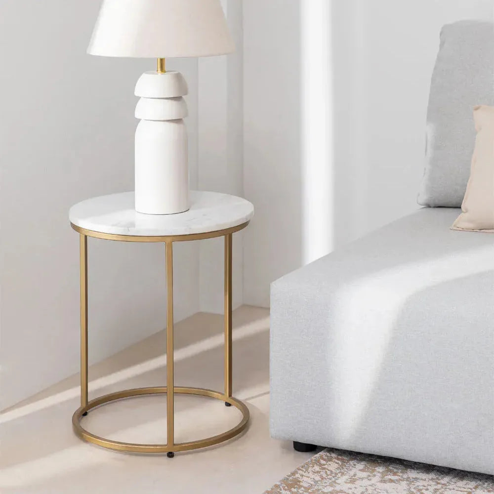Élégance en Marbre et Or - Table Oris 40 cm-Atelier Travertin