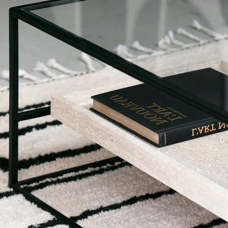 Élégance en Travertin : Table Basse Minos-Atelier Travertin
