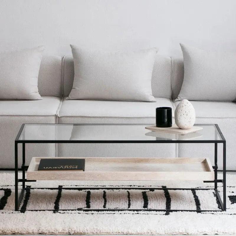 Élégance en Travertin : Table Basse Minos-Atelier Travertin