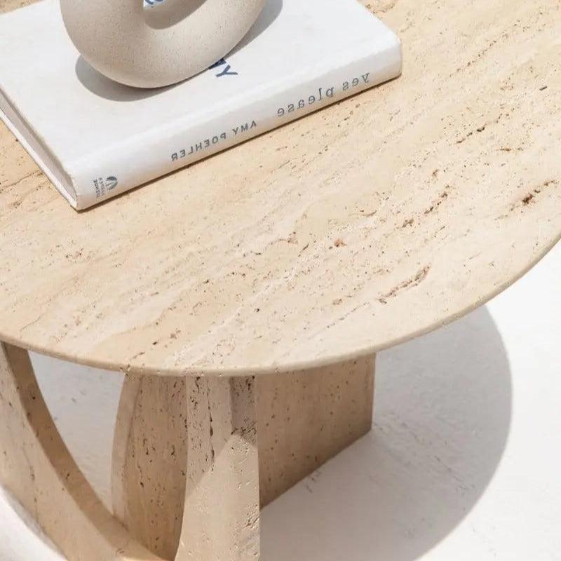 Élégante Table Ronde en Travertin-Atelier Travertin