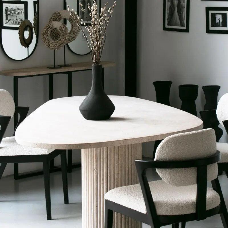 Élégante Table à manger Halo en Travertin-Atelier Travertin