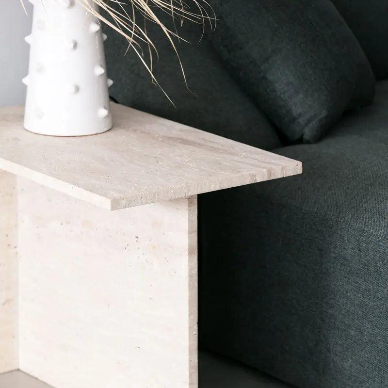 Élégante Table d'Appoint en Travertin-Atelier Travertin