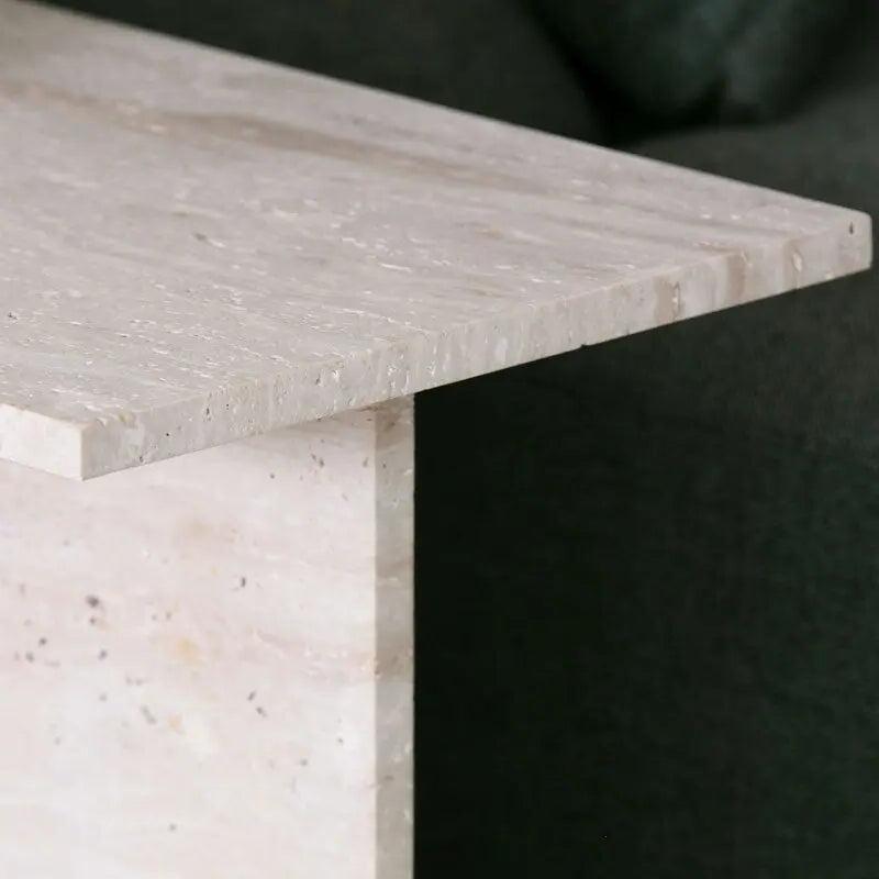 Élégante Table d'Appoint en Travertin-Atelier Travertin