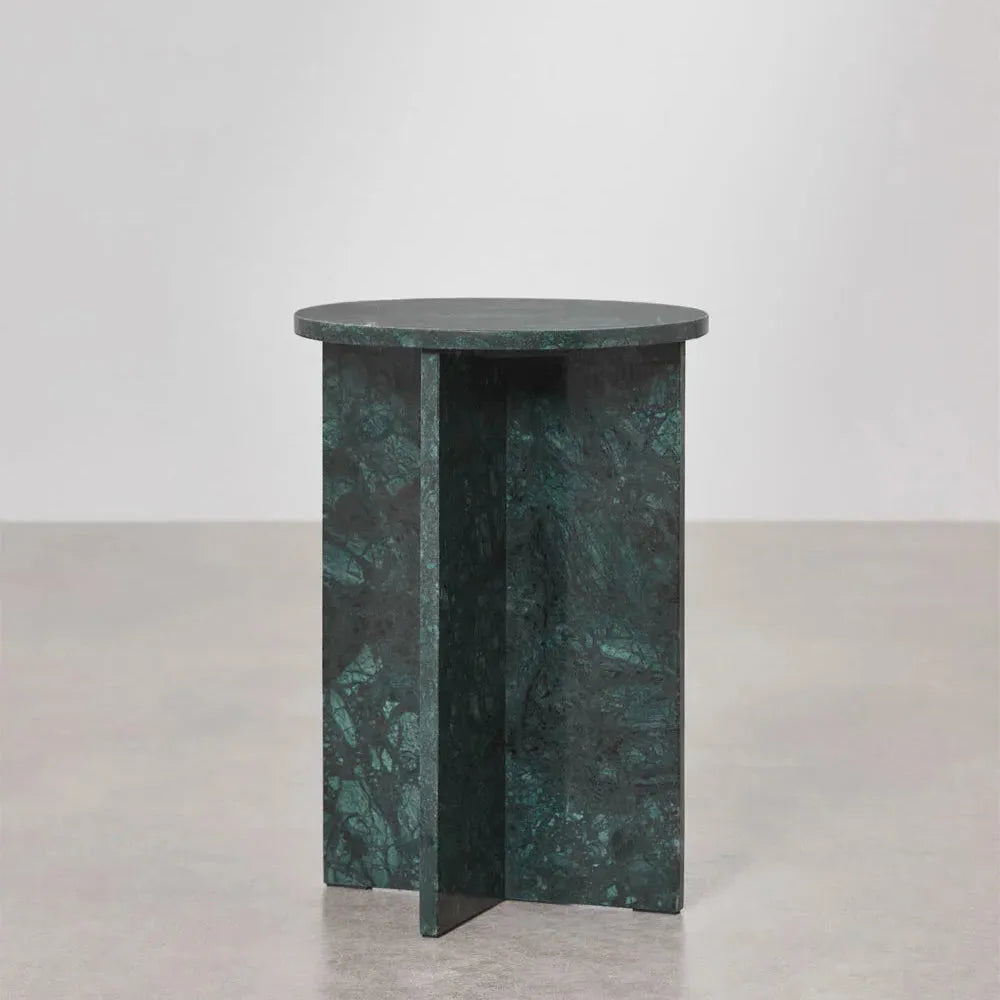 Élégantes Tables de Chevet en Marbre Vert-Atelier Travertin