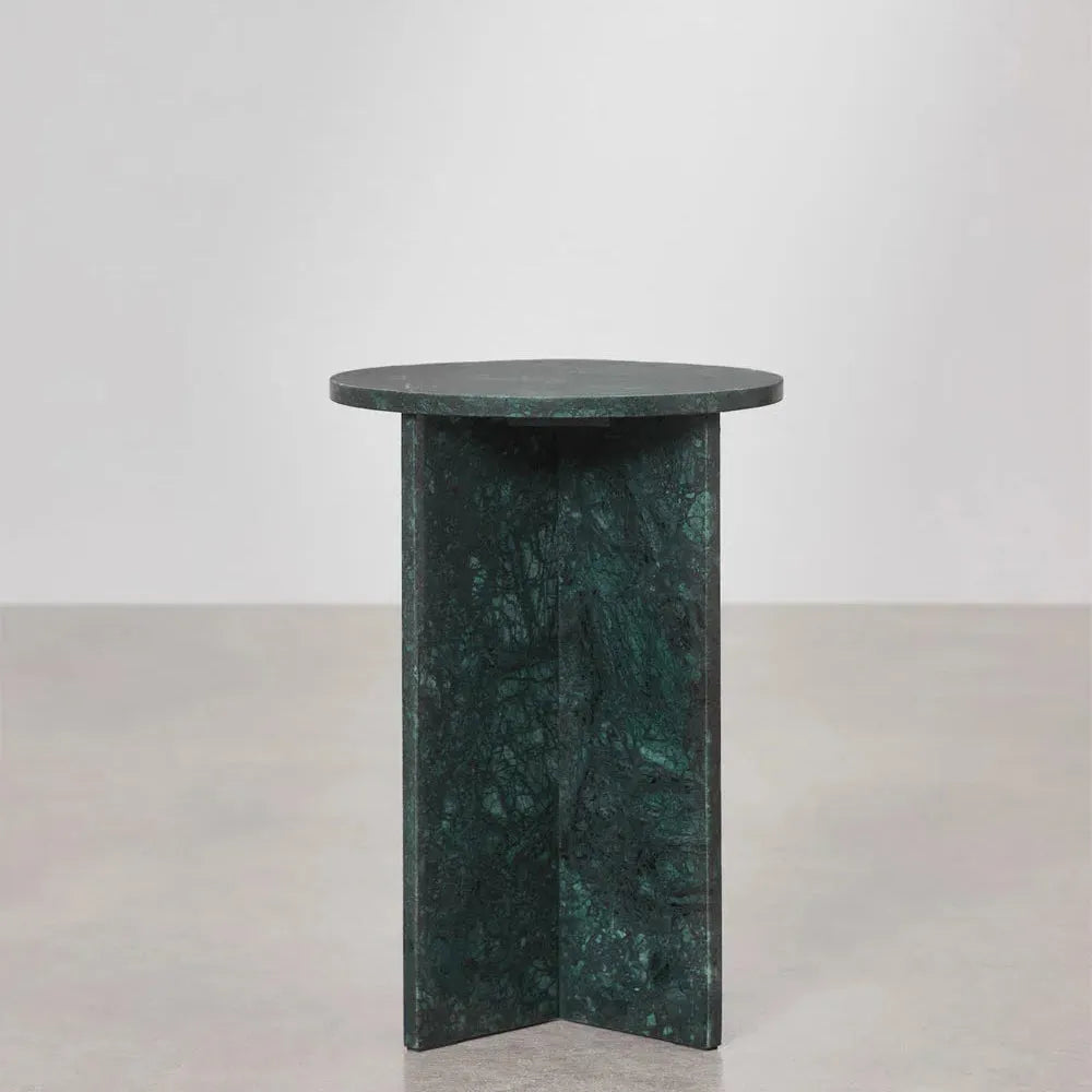 Élégantes Tables de Chevet en Marbre Vert-Atelier Travertin