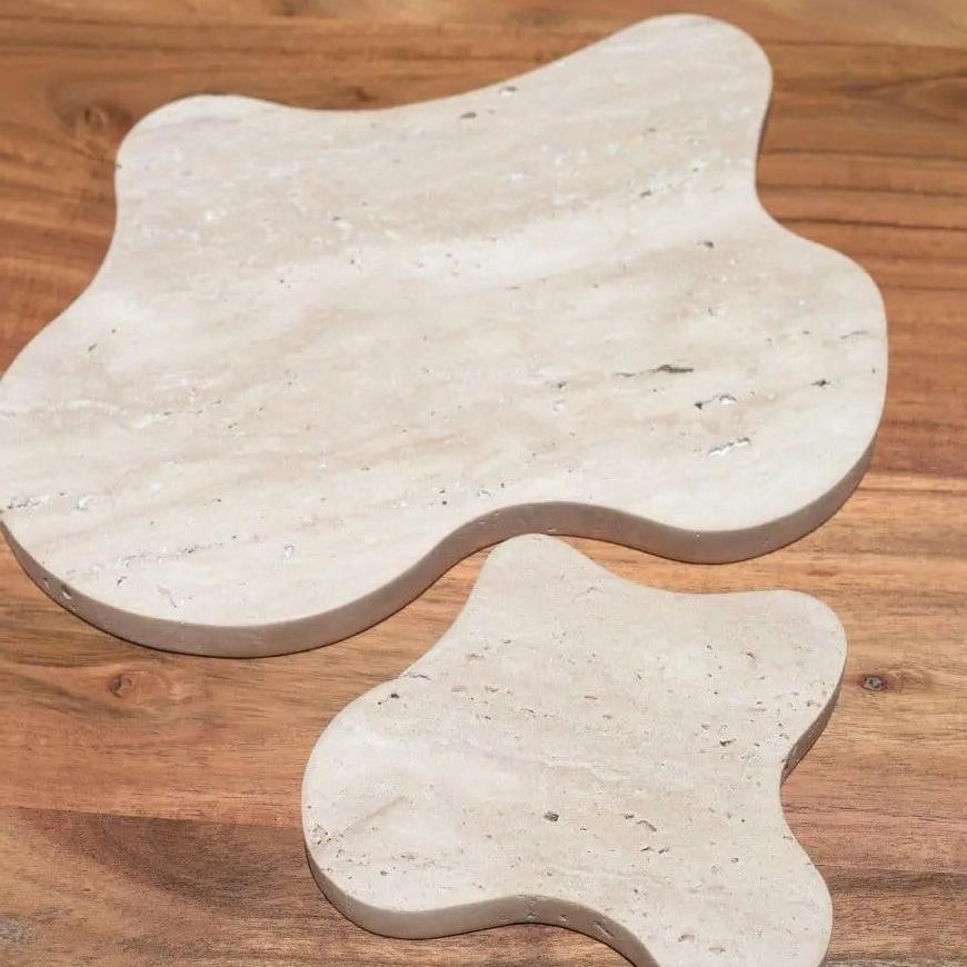 Plateau Luxe en Travertin Beige – Deux Tailles Sublimes-Atelier Travertin