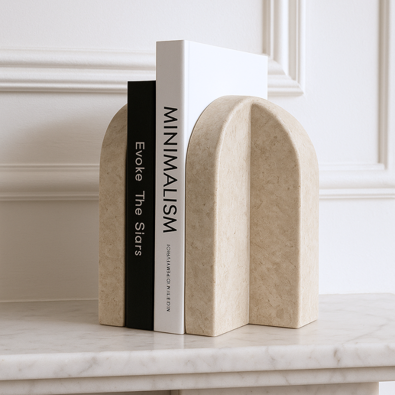 Serre-livres Arcos en travertin – Design minimaliste et élégant