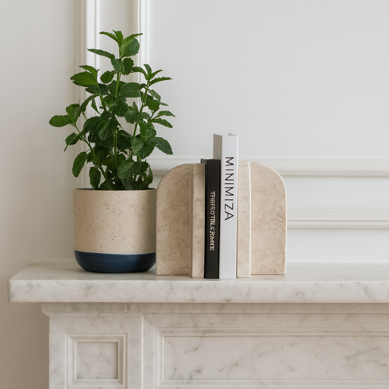 Serre-livres Arcos en travertin – Design minimaliste et élégant