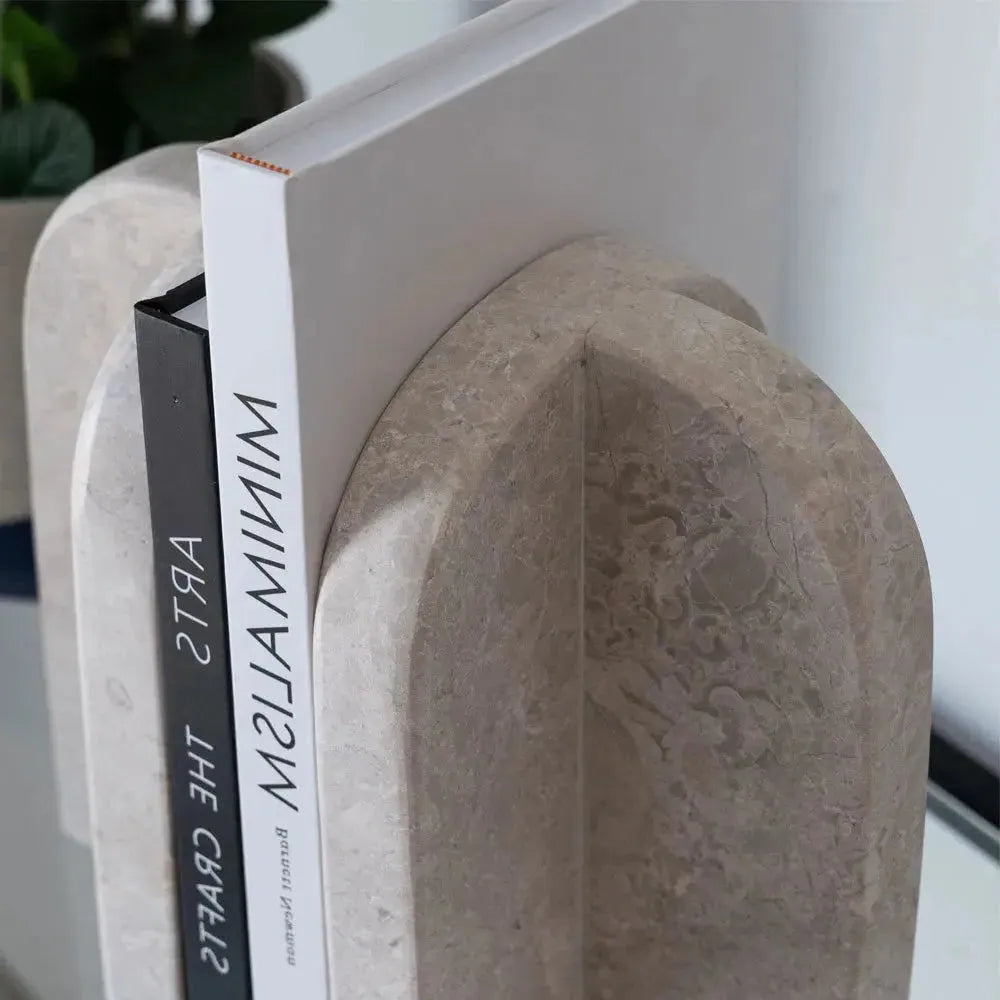 Serre-livres Élégant en Travertin Naturel-Atelier Travertin
