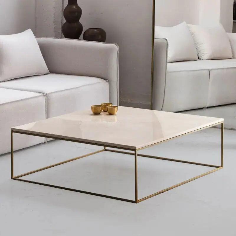 Table Basse Carrée en Marbre - Élégance et Style-Atelier Travertin