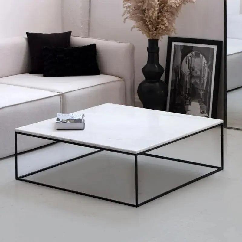 Table Basse Carrée en Marbre - Élégance et Style-Atelier Travertin