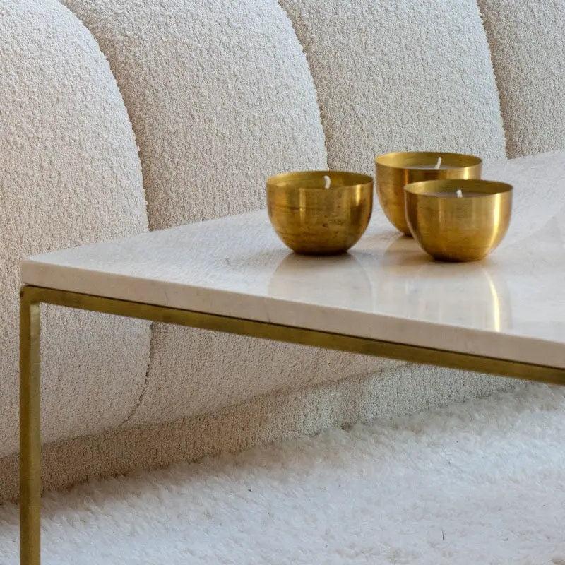 Table Basse Dorée en Marbre Exquis-Atelier Travertin