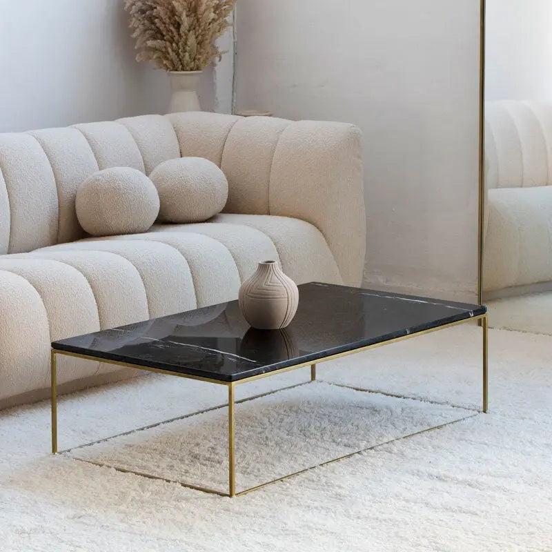 Table Basse Dorée en Marbre Exquis-Atelier Travertin