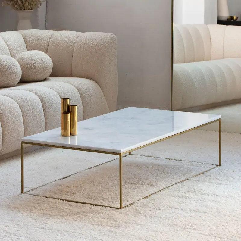 Table Basse Dorée en Marbre Exquis-Atelier Travertin