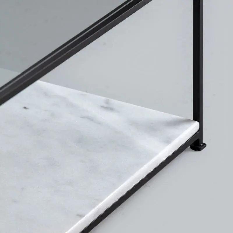 Table Basse Élégance Verre & Marbre Blanc-Atelier Travertin