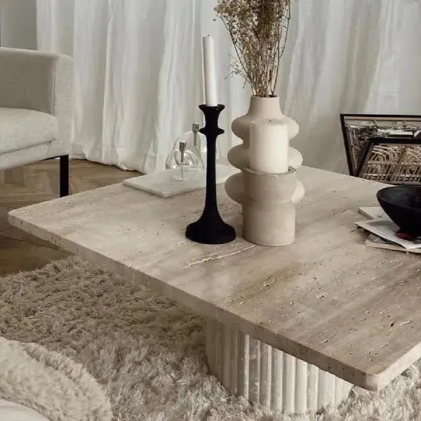 Table Basse Élysée en Travertin-Atelier Travertin