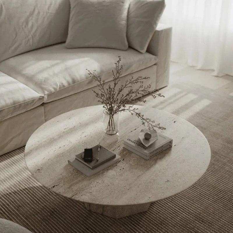 Table Basse Eos: Luxe en Travertin Naturel-Atelier Travertin