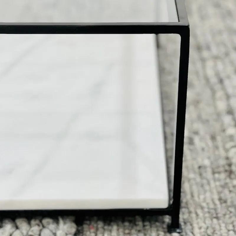 Table Basse Luxe Verre & Marbre – Élégance Pure-Atelier Travertin