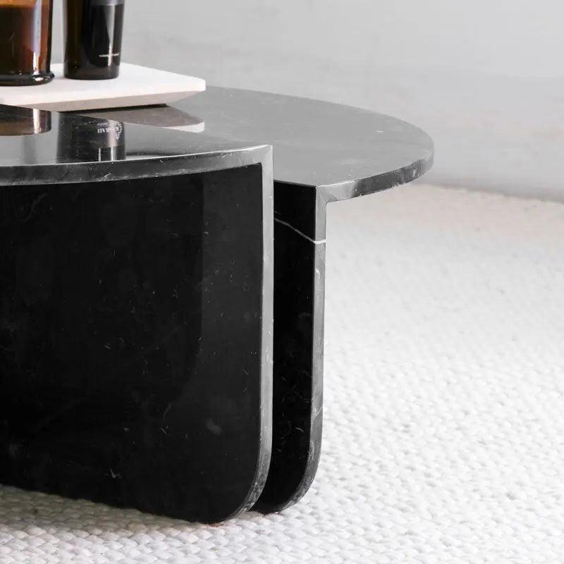 Table Basse Marbre Noir Élégance-Atelier Travertin