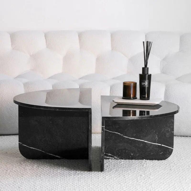 Table Basse Marbre Noir Élégance-Atelier Travertin