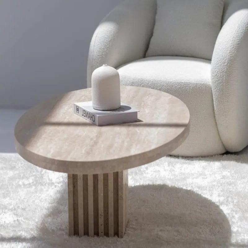 Table Basse Ovale en Travertin Élégante-Atelier Travertin