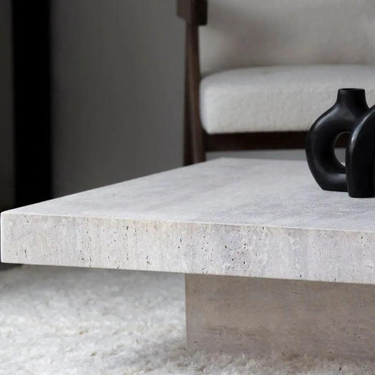 Table Basse Rectangulaire en Travertin Élégant-Atelier Travertin