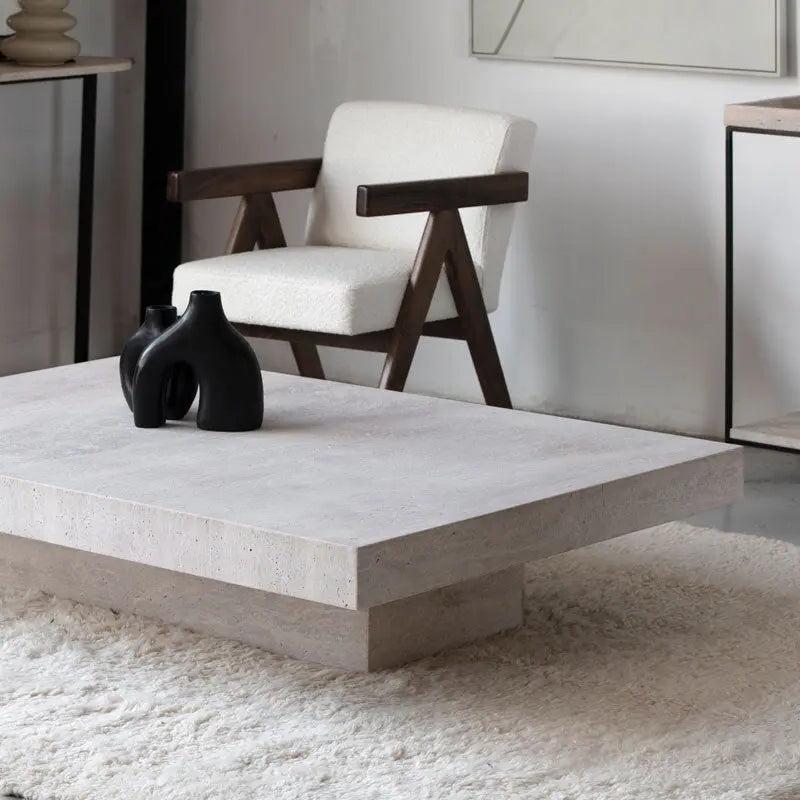 Table Basse Rectangulaire en Travertin Élégant-Atelier Travertin