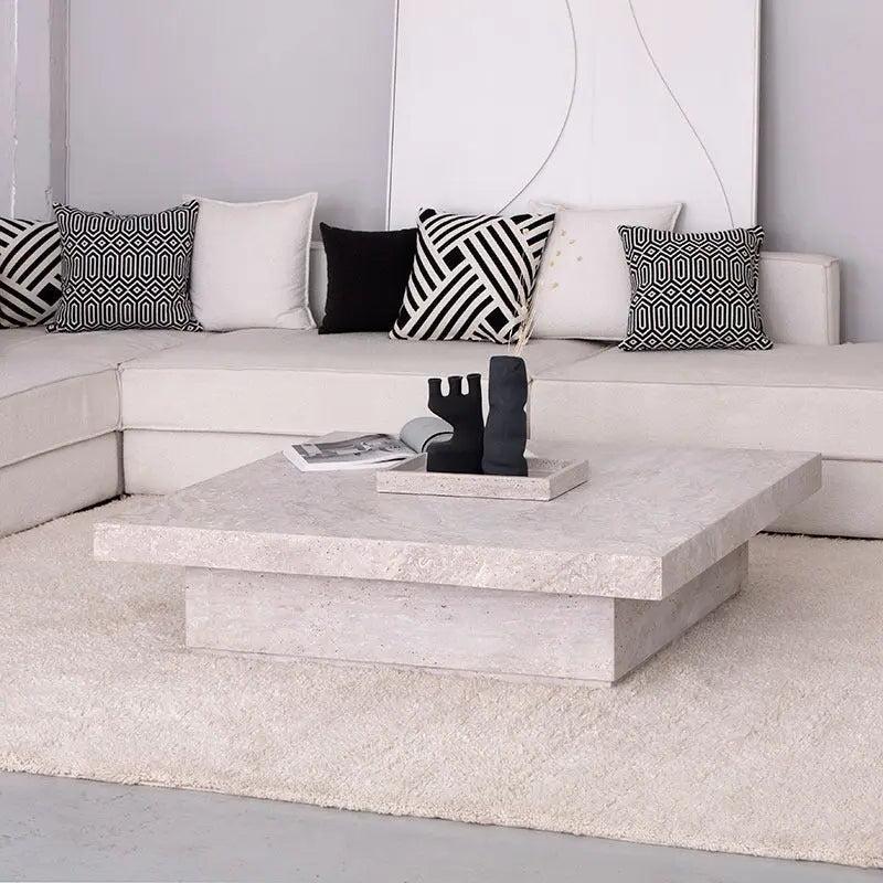 Table Basse en Travertin Élégante et Unique-Atelier Travertin