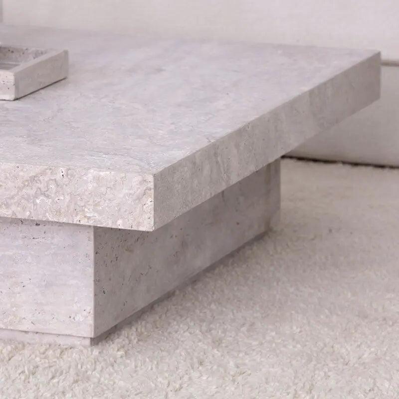 Table Basse en Travertin Élégante et Unique-Atelier Travertin