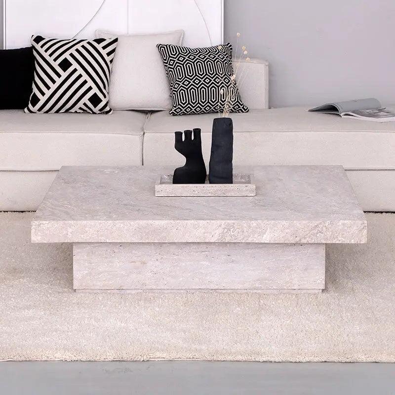 Table Basse en Travertin Élégante et Unique-Atelier Travertin