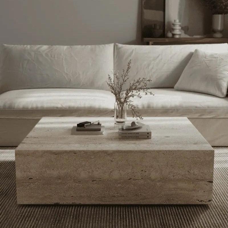 Table Basse en Travertin Épurée et Élégante-Atelier Travertin