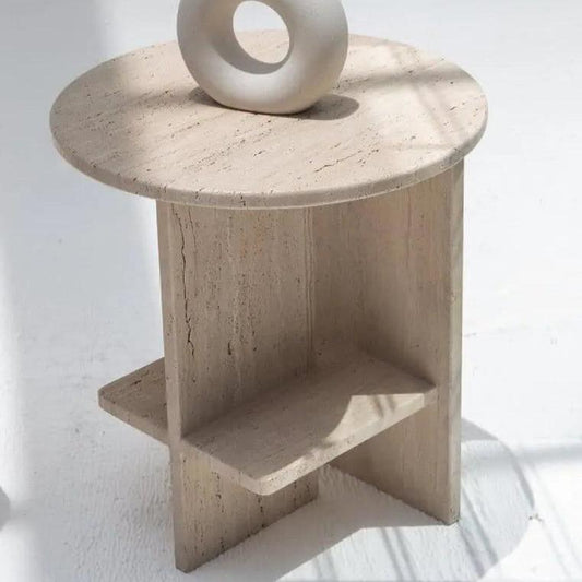 Table Ronde en Travertin Élégante-Atelier Travertin